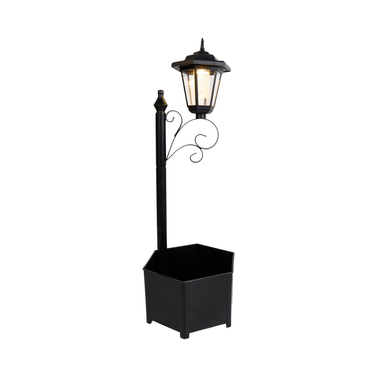 Solar Plant Pot Post Light Black Image 6