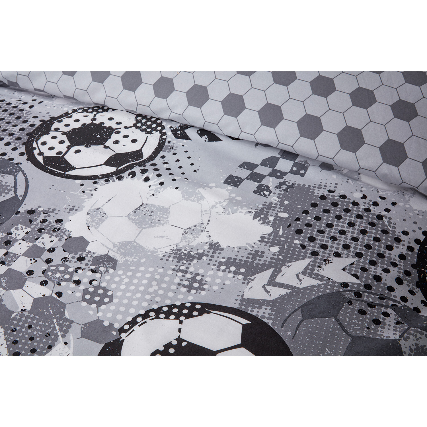 Football Duvet Cover and Pillowcase Set - Grey Image 3