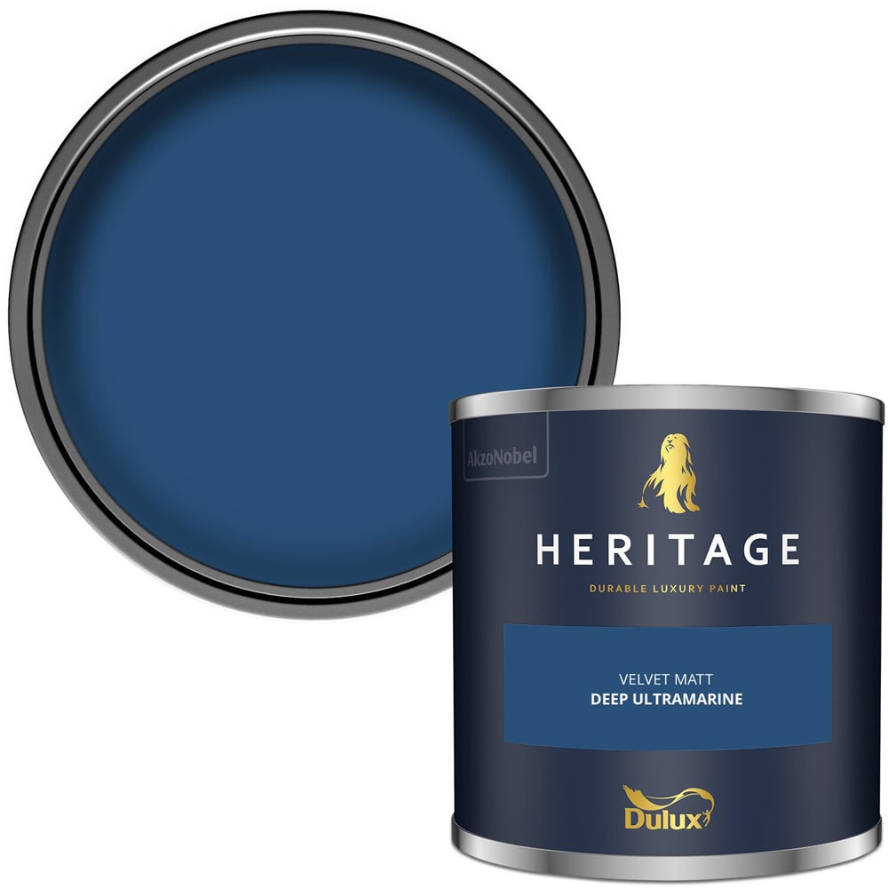 Dulux Heritage Walls and Ceilings Deep Ultramarine Velvet Matt Emulsion Paint Tester Image 2
