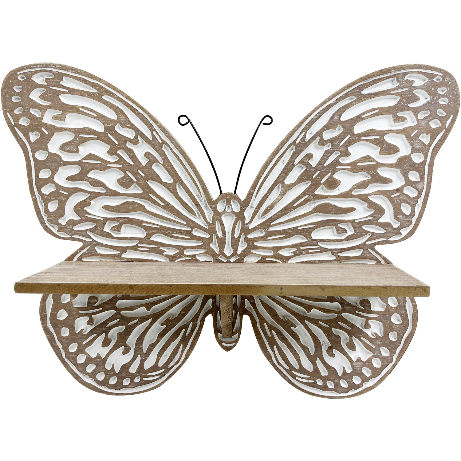 Wood Effect Butterfly Shelf - Brown Image 1