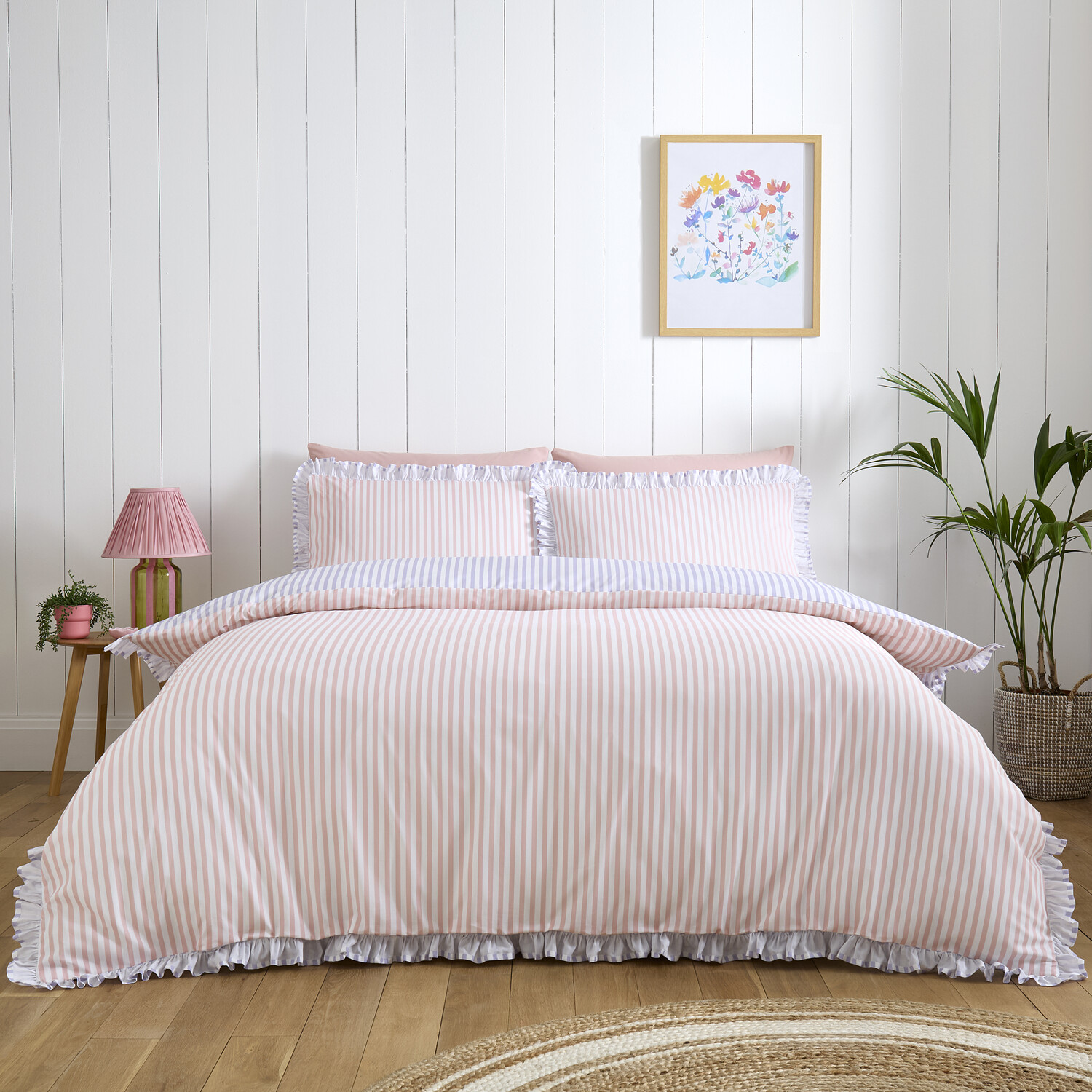Felicity Frill Duvet Set Blush Double Image 1