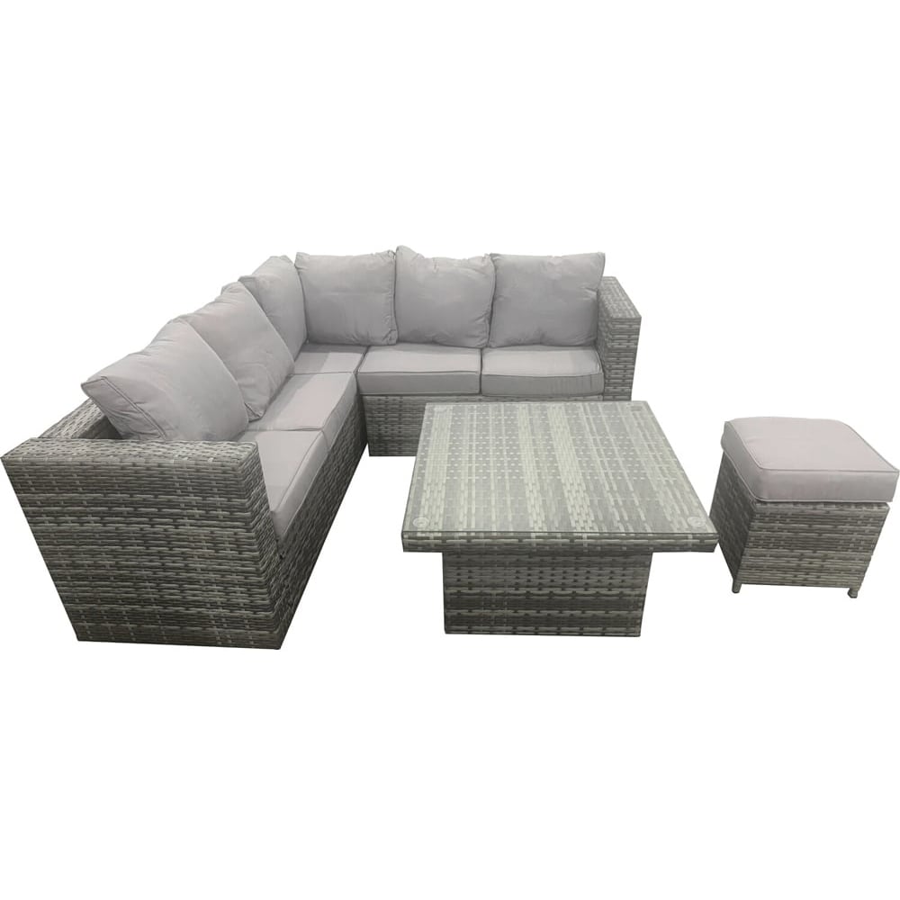 Carolina 5 Seater Grey Rattan Height Adjustable Table Garden Corner Lounge Set Image 5