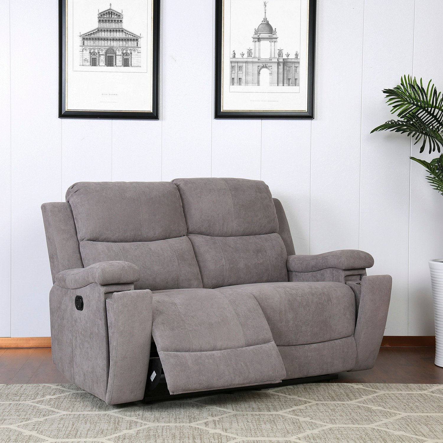 Ledbury 2 Seater Grey Fabric Manual Recliner Sofa Image 4