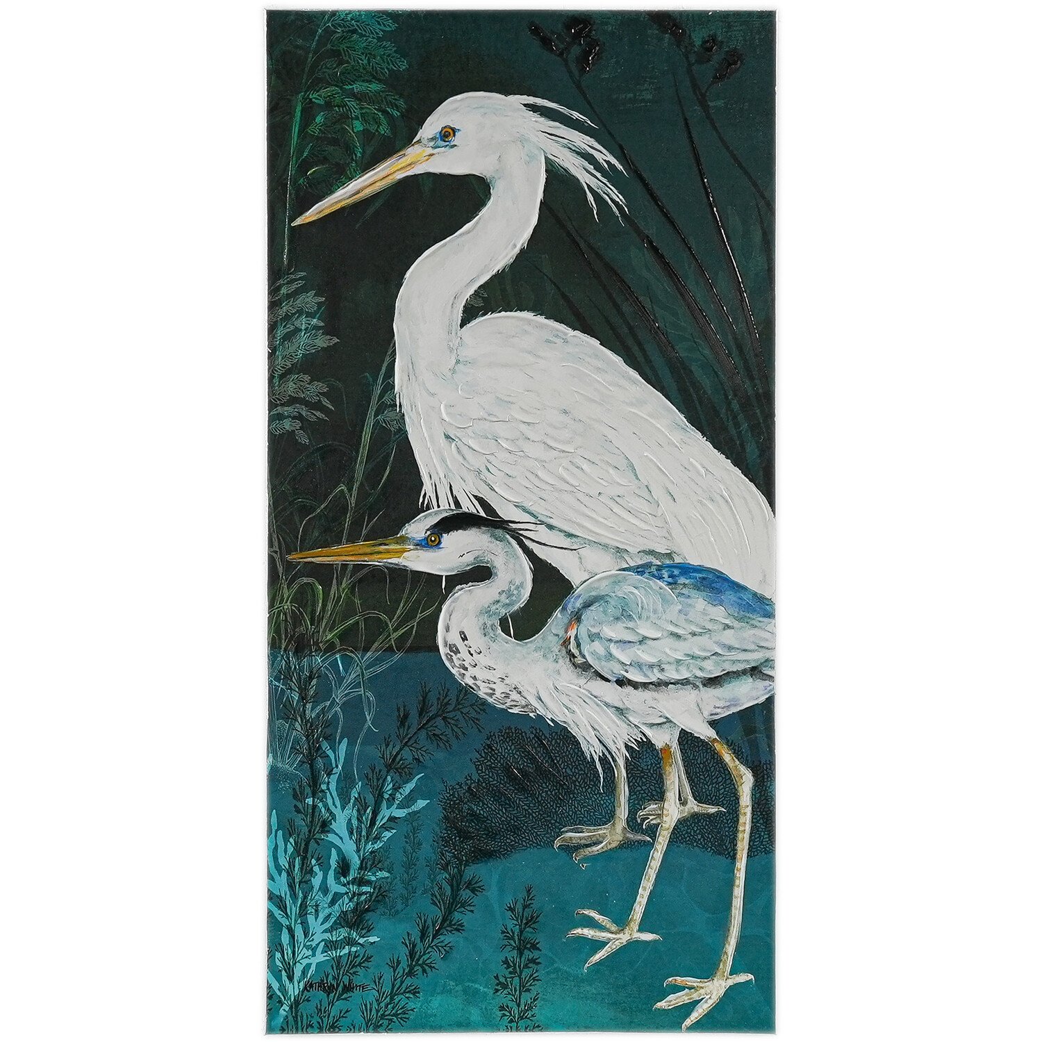 Kathryn White Botanical Crane Duo Canvas Image 5