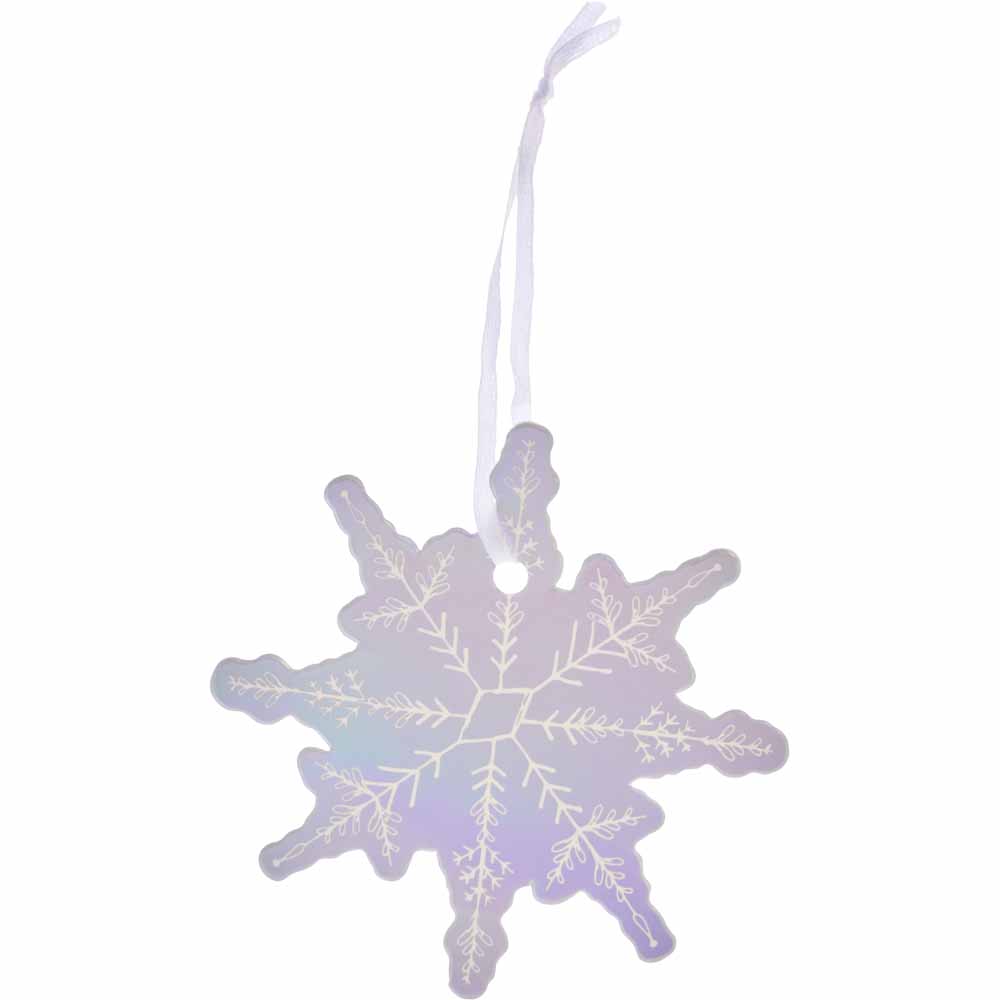 Wilko Dreamland Silver Foil Snowflake Gift Tags 8 pack Image