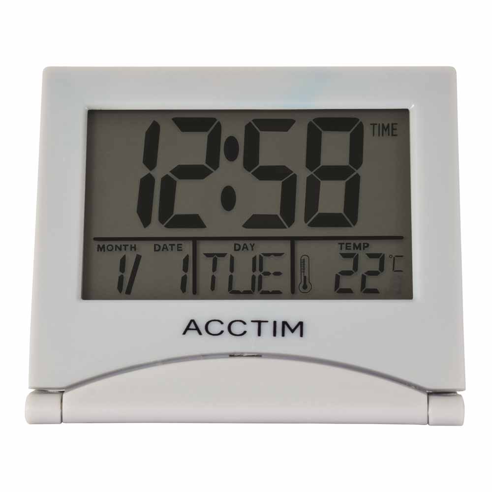 Acctim Mini Flip LCD Travel Alarm Clock Silver Image 2