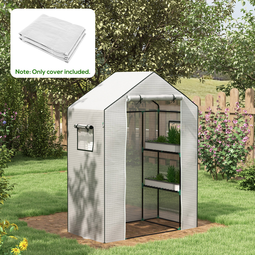 Outsunny 6.2 x 4.5 x 2.3ft White PE Replacement Greenhouse Cover Image 2