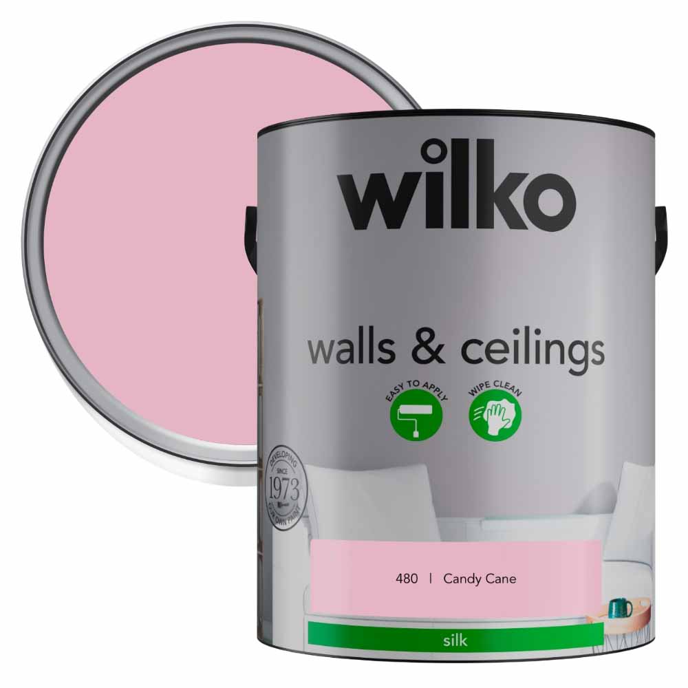 Wilko Walls & Ceilings Candy Cane Silk Emulsion Paint 5L Image 1