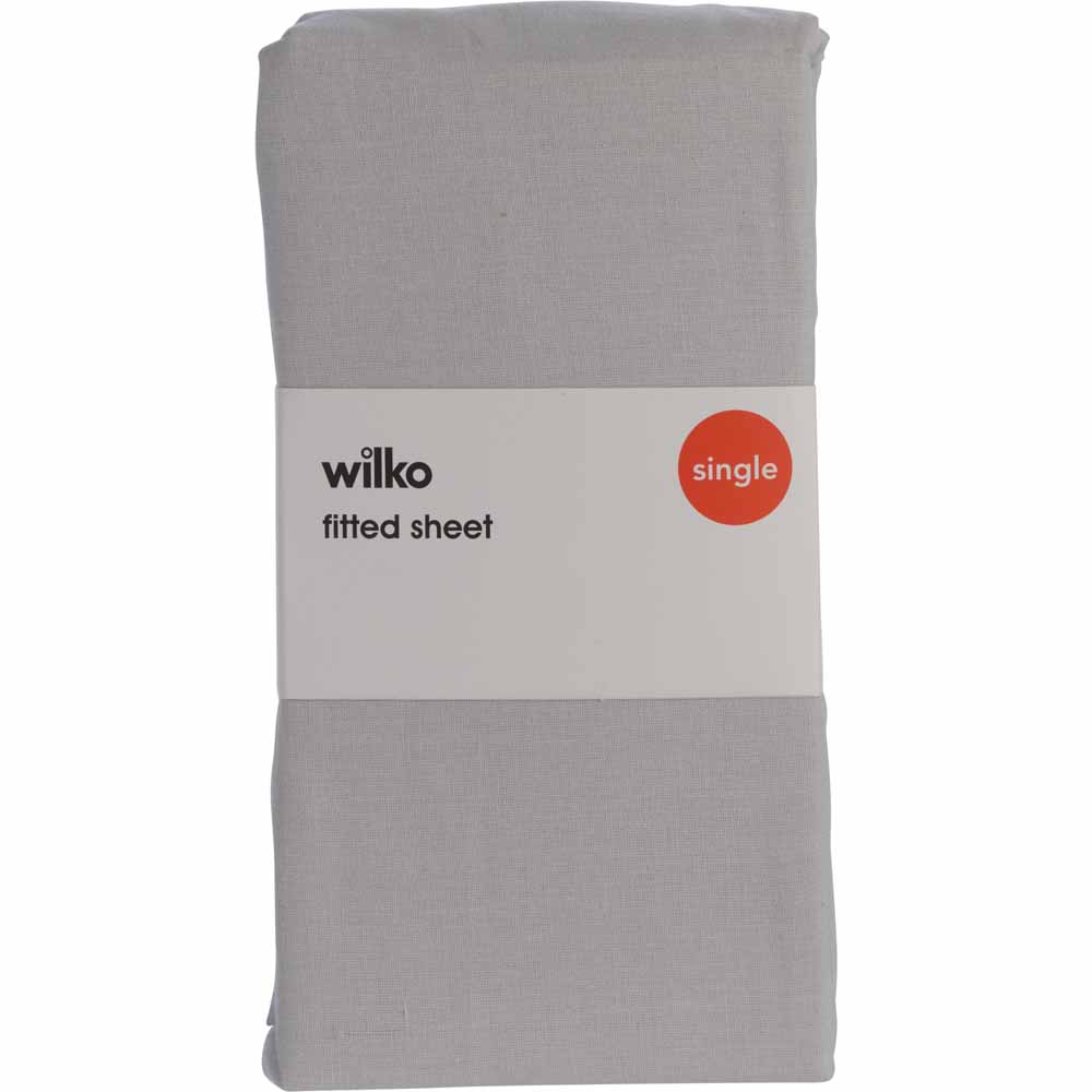 Wilko Single Silver Fitted Bed Sheet Image 2