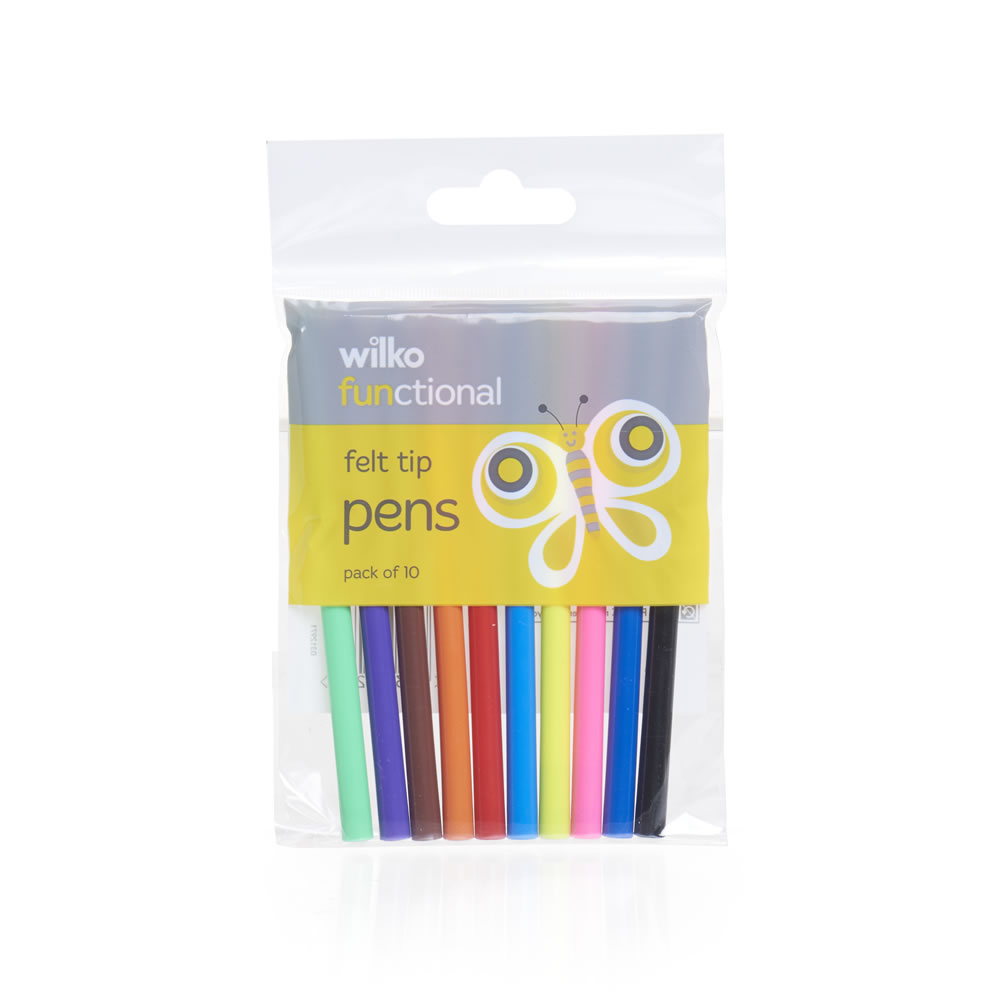 Wilko Functional Fibre Tip Pens 10pack Image