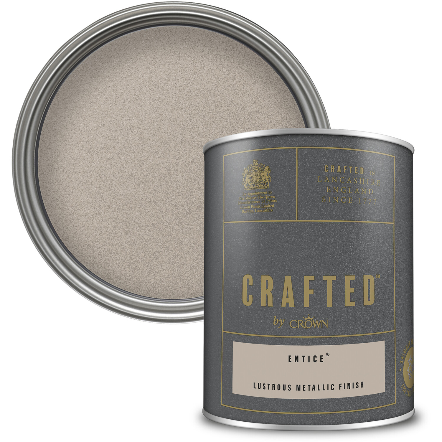Crown Crafted Walls Wood and Metal Entice Lustrous Metallic Shimmer Emulsion Paint 1.25L Image 1