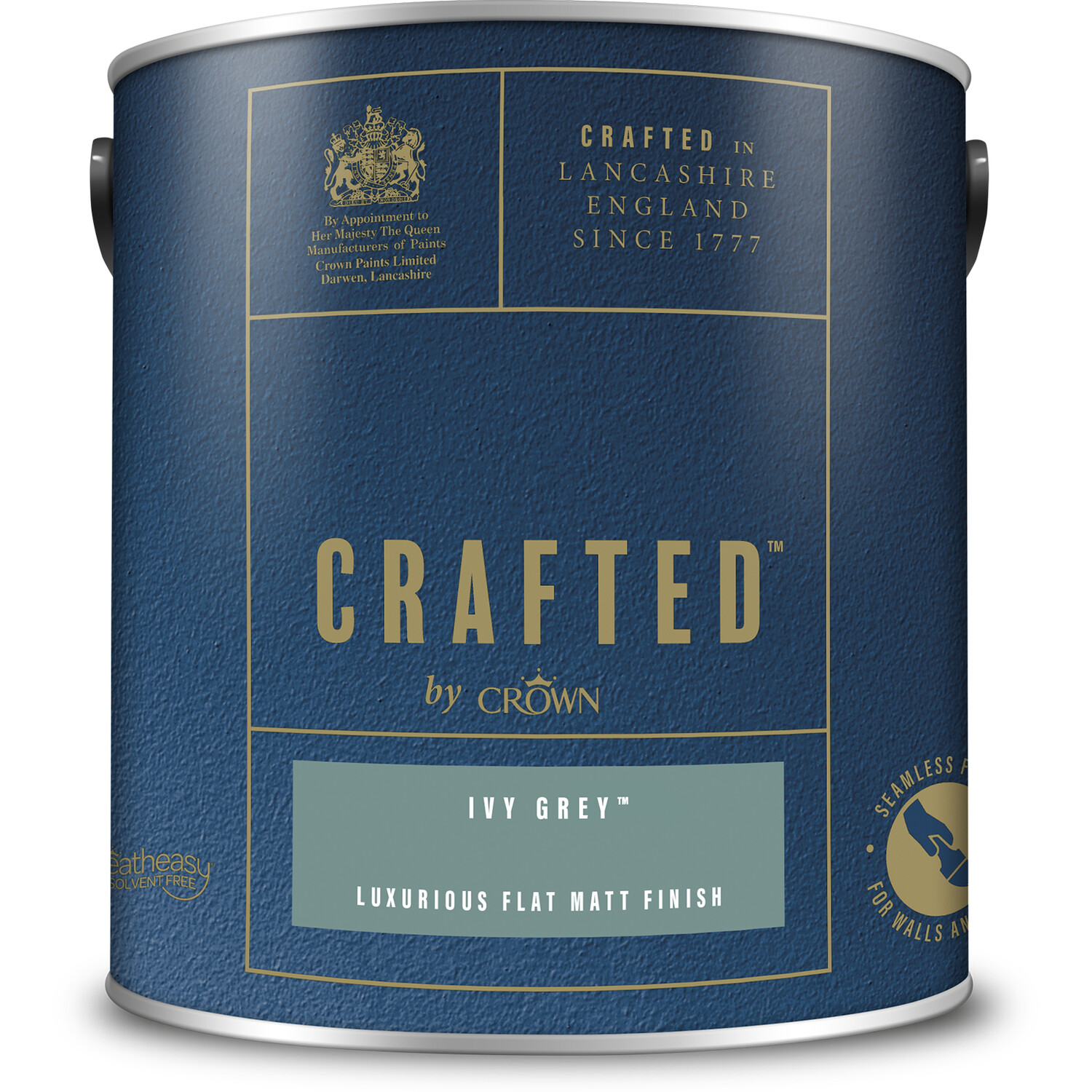 Crown Crafted Walls and Wood Ivy Grey Luxurious Flat Matt Paint 2.5L Image 2
