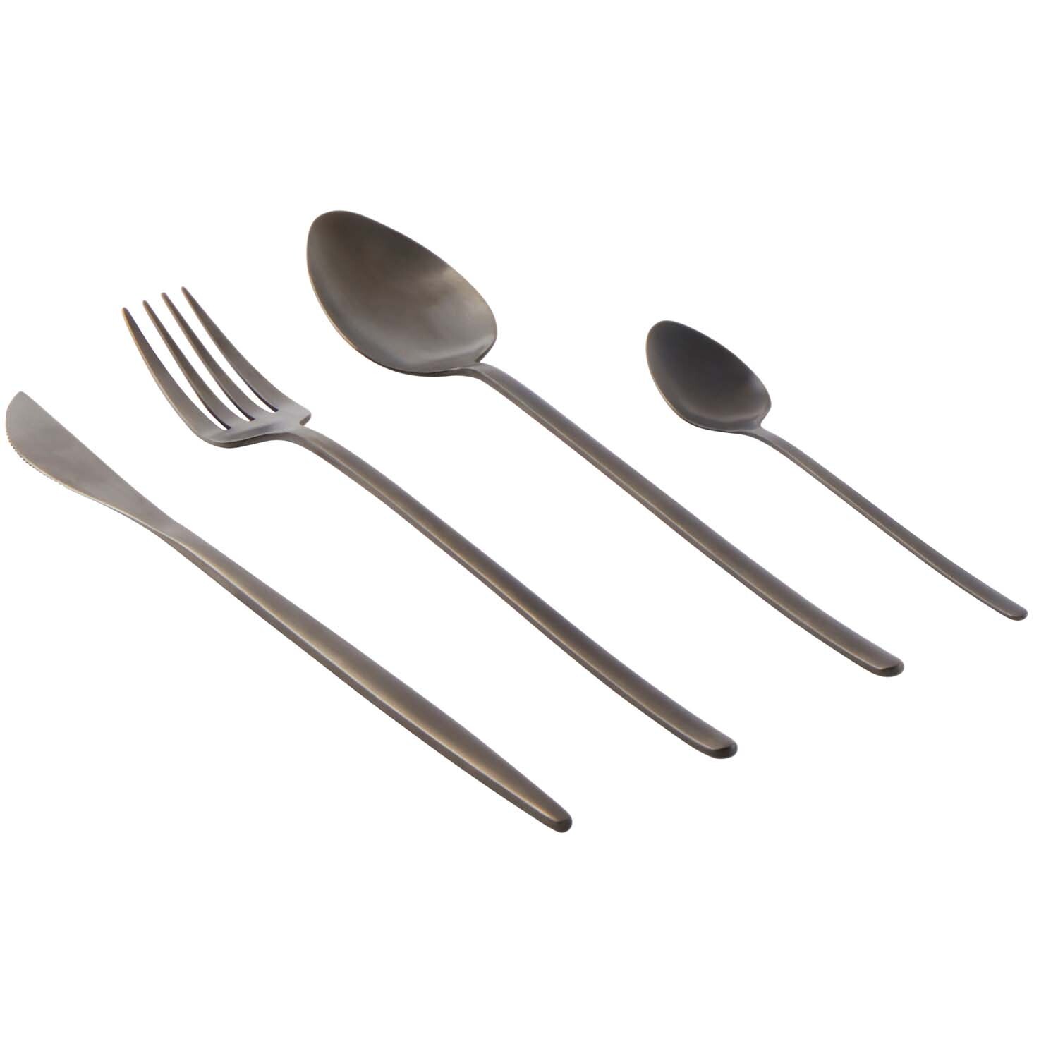 16 Piece Noir Cutlery Set - Black Image 5