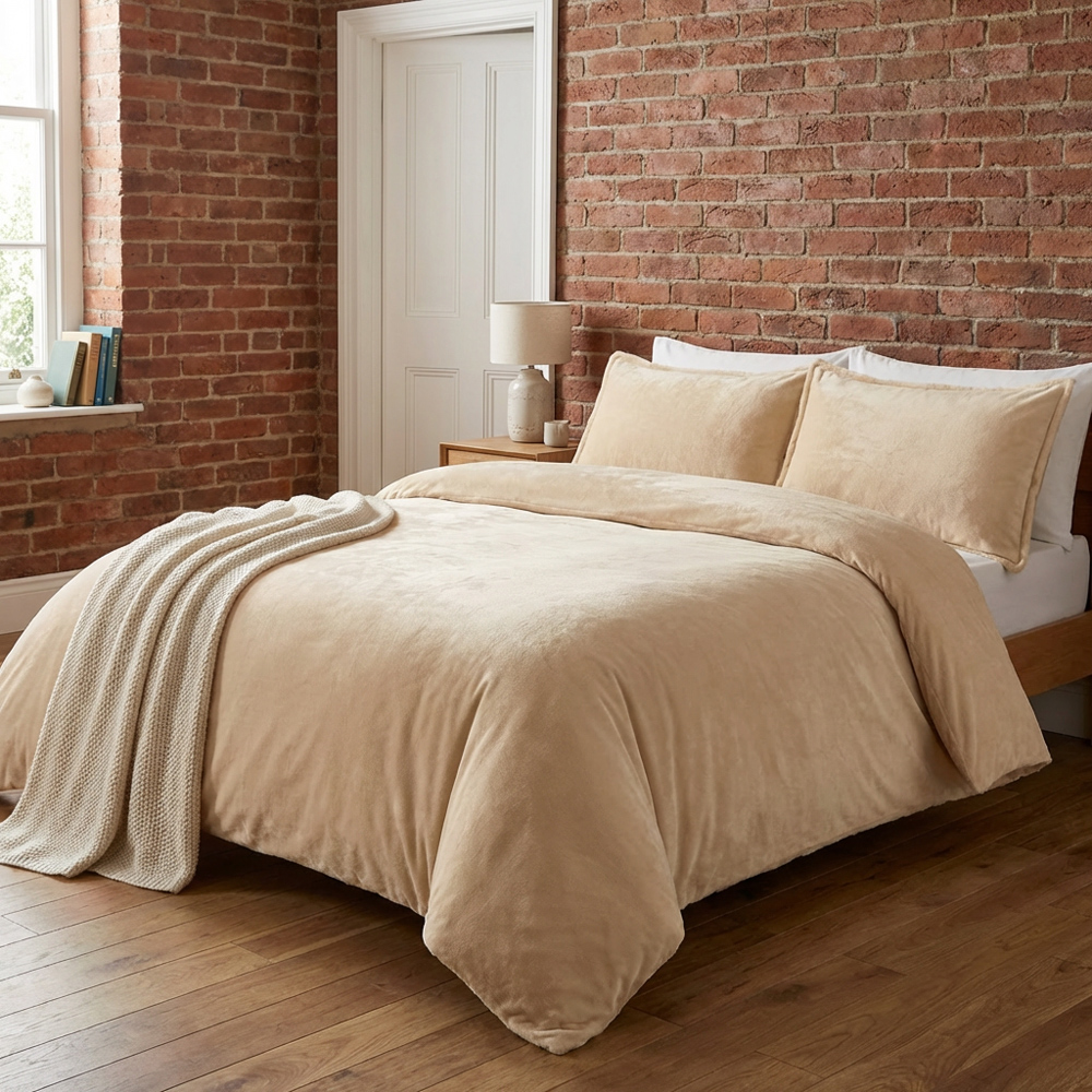 Selena Velvet Duvet Set Natural King Image 4