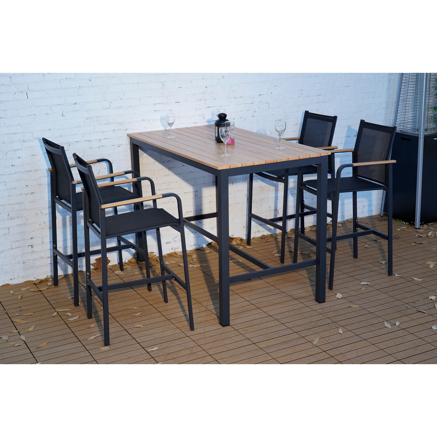 Malay Modena 4 Seater Bar Set Black Image 6