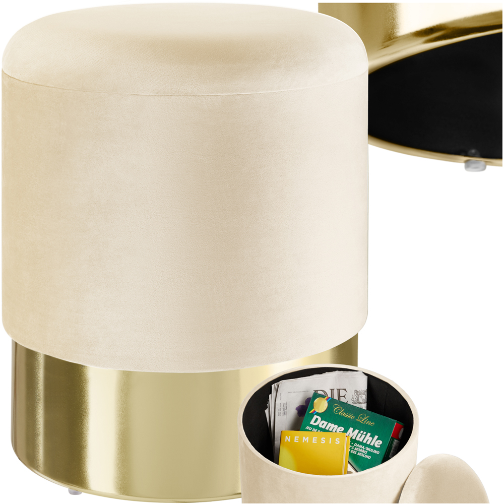 tectake Sarina Cream Padded Round Storage Stool Image 2