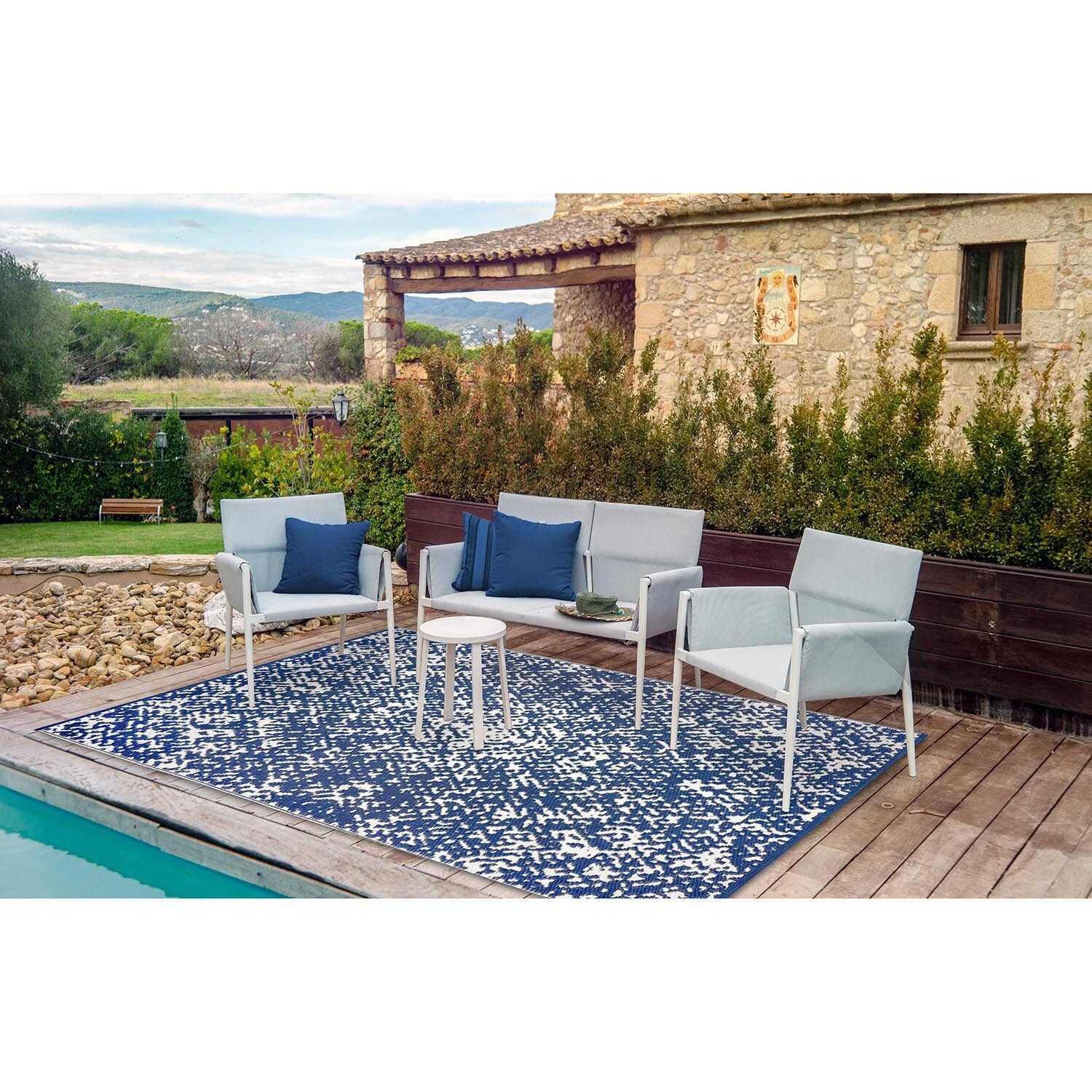 Athena Outdoor Rug - Blue Image 3