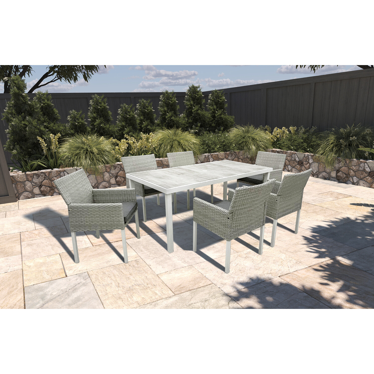 Naples 7 Piece Dining Set - Grey Image 2