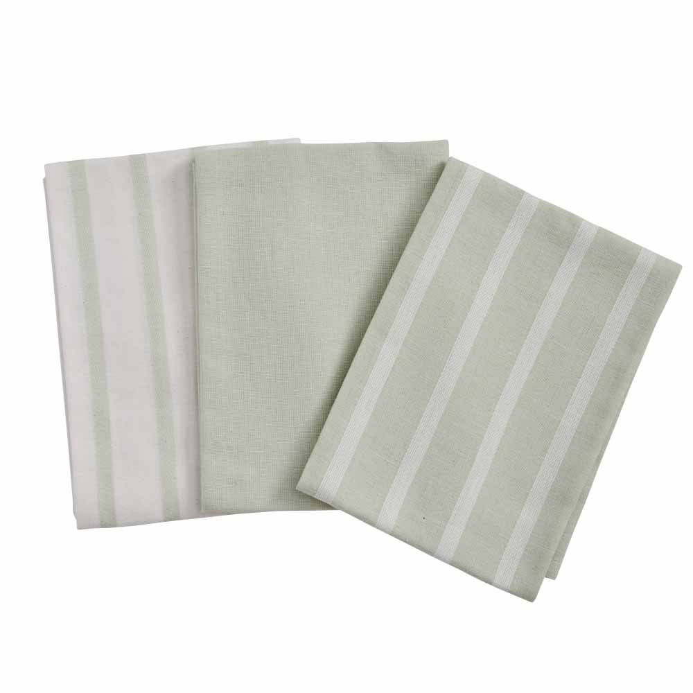 Wilko Mint Tea Towels 3pk Image 1