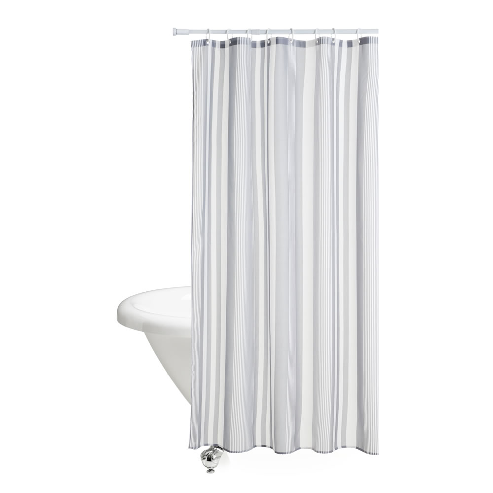 Wilko Fusion Striped Grey Shower Curtain Image 3