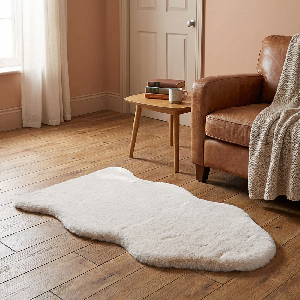 Mink Faux Rabbit Fur Rug 90cm Image 5