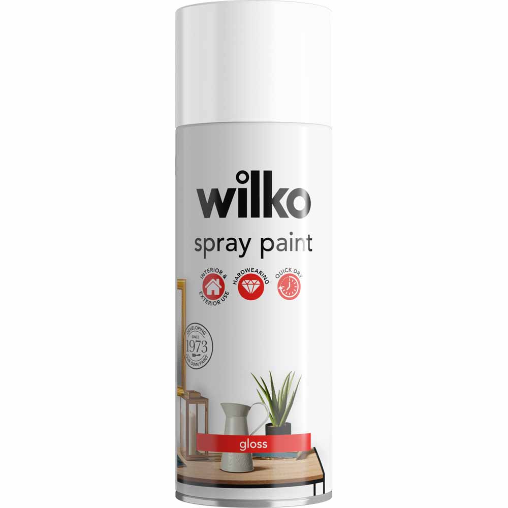 Wilko Enamel Spray Gloss White 400ml Image 1