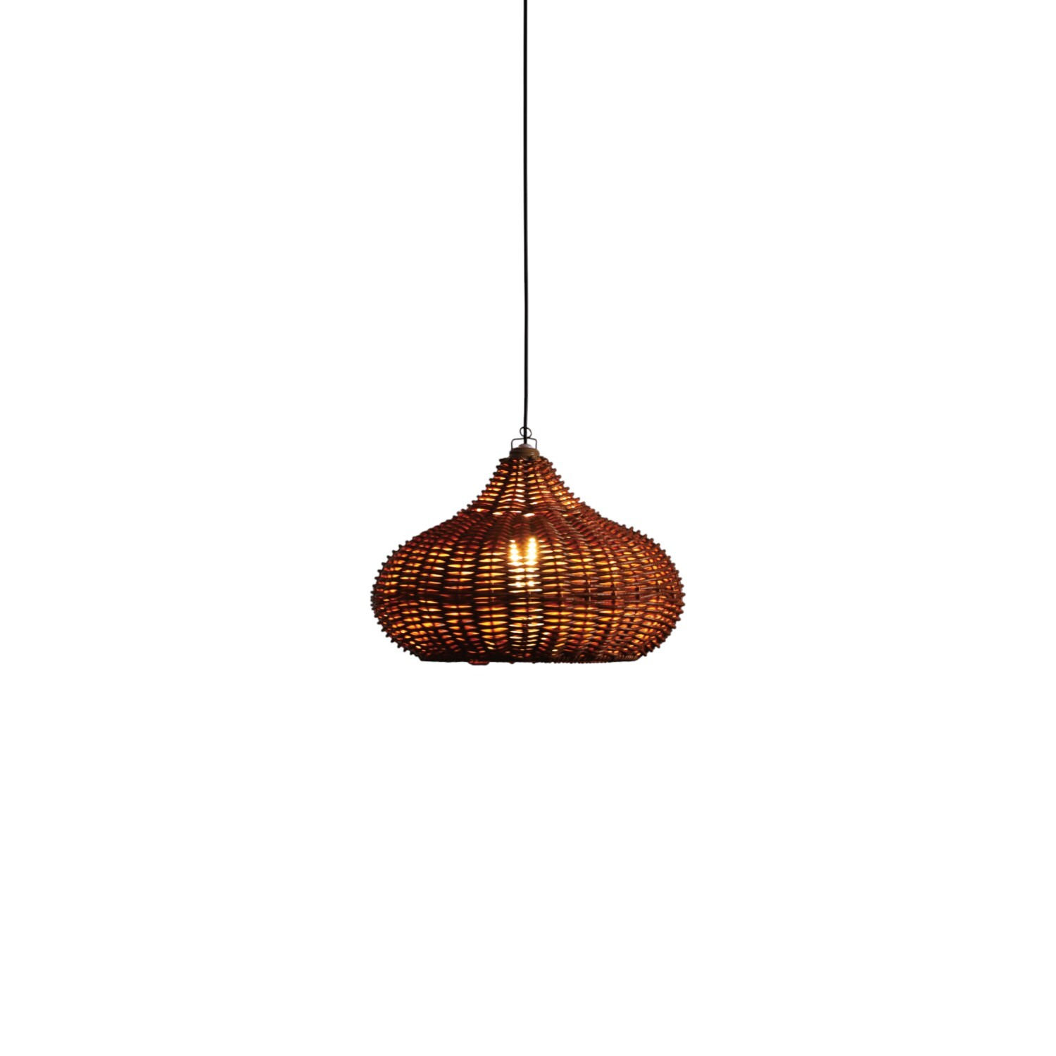 Solar Rattan Effect Pendant Light Brown Image 5
