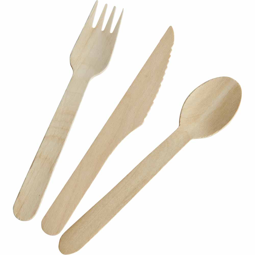 Wilko Wood Cutlery Pack 12 pcs