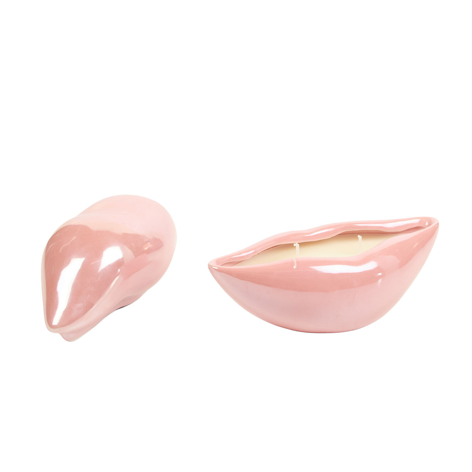 Pearlised Lip Ceramic Candle Pink Image 3