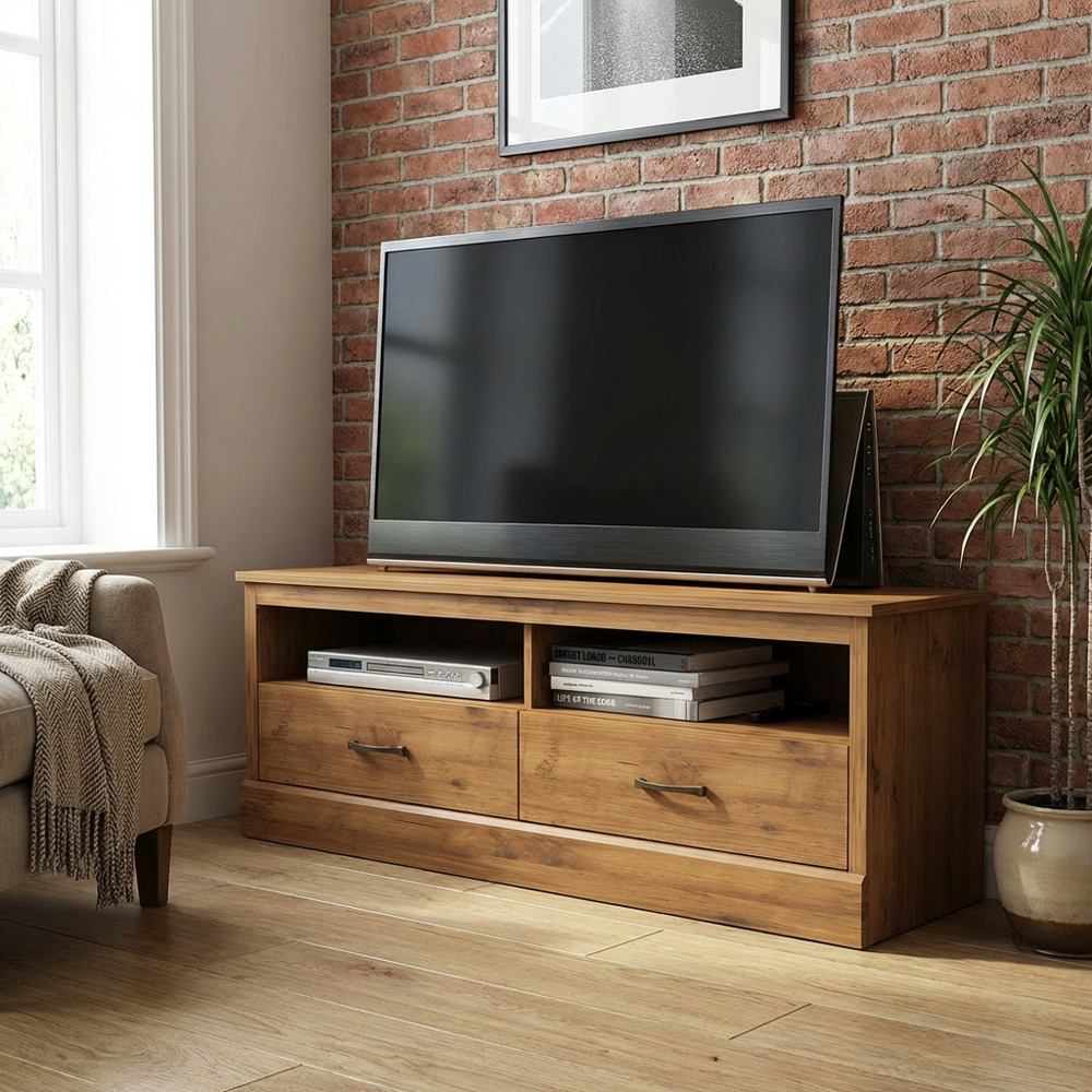 Camford 2 Drawer Mexican Pine Large TV Unit Image 3
