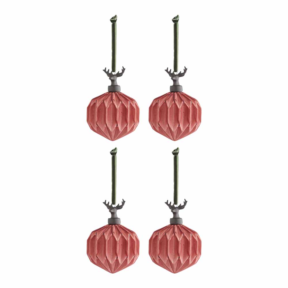 Wilko Rococo Stag Head Christmas Baubles 4 Pack Image 2