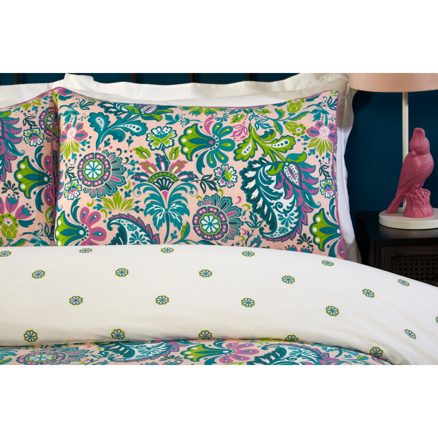 Oriana Paisley Duvet Cover and Pillowcase Set - Teal / Single Image 3