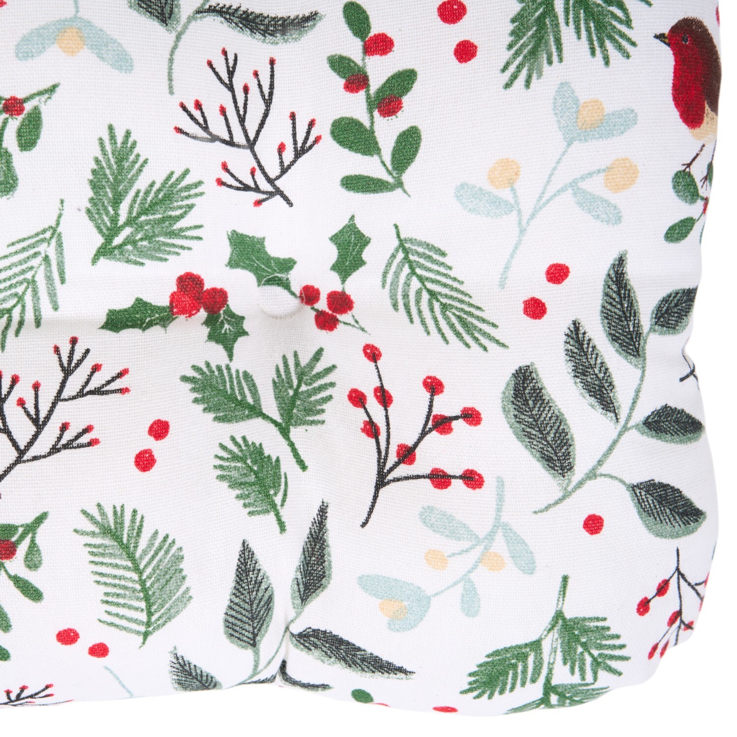 Mistletoe Robin Seat Pad White Image 4