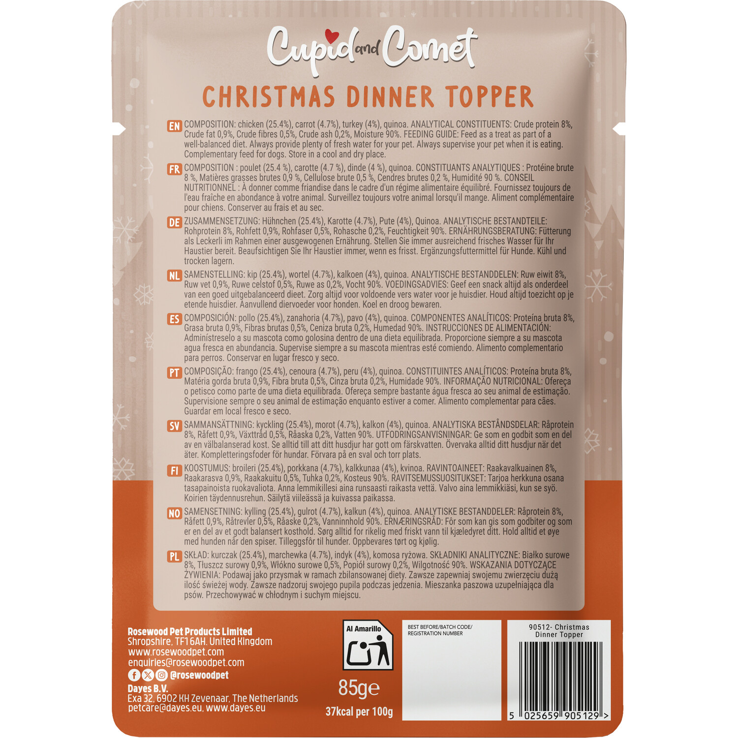 Cupid and Comet Christmas Dinner Dog Topper Image 3