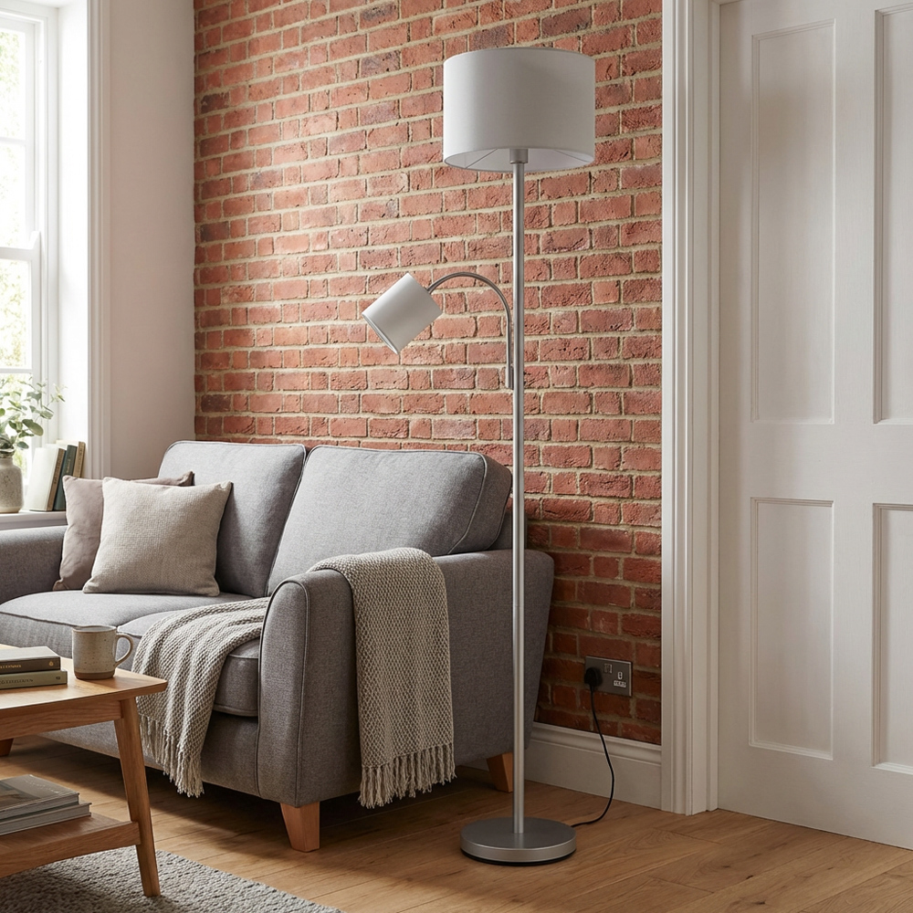 Serena 2 Light Floor Lamp - Grey Image 8