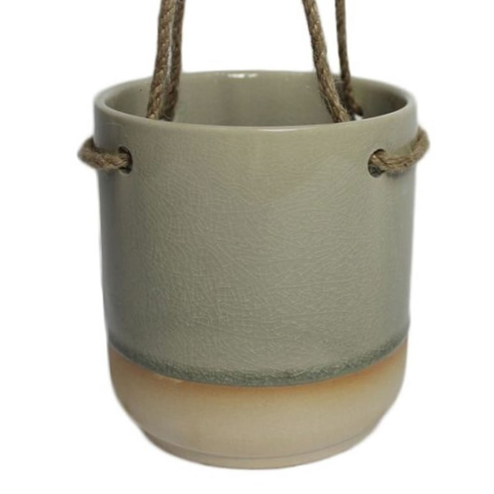 Wilko Crackle Hanging Plant Pot Light Green 12x13cm Wilko