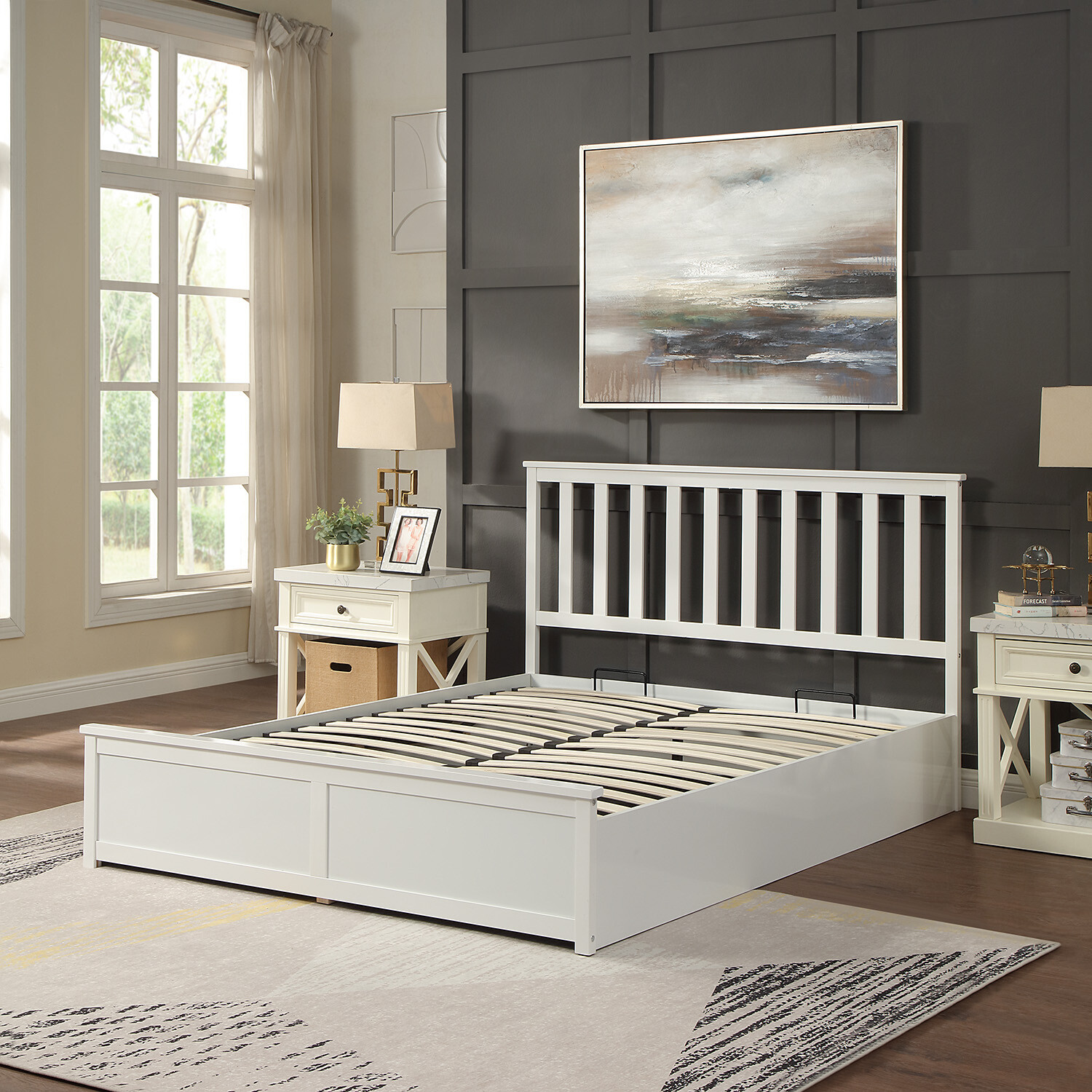 Selena Ottoman Bed - White / King Image 3