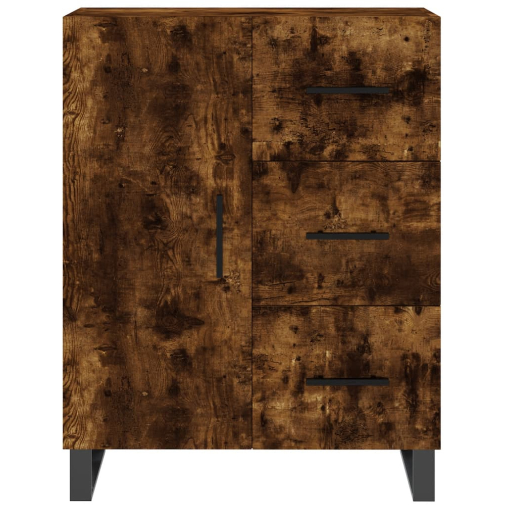 vidaXL Single Door 3 Drawer Smoked Oak Sideboard Image 5