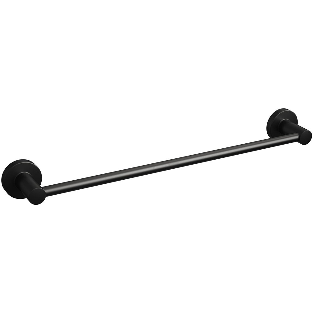 Rothley Matt Black Round Towel Rail 450mm Image 1