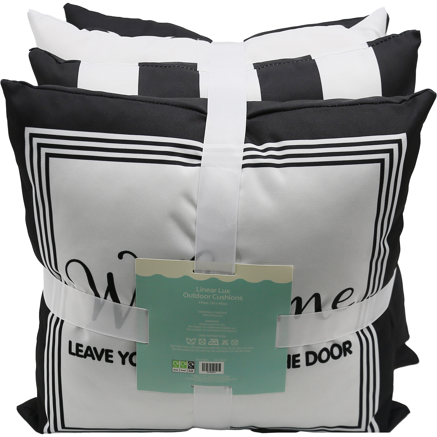 Pack of 4 Linear Lux Outdoor Cushions Monochrome Image 5