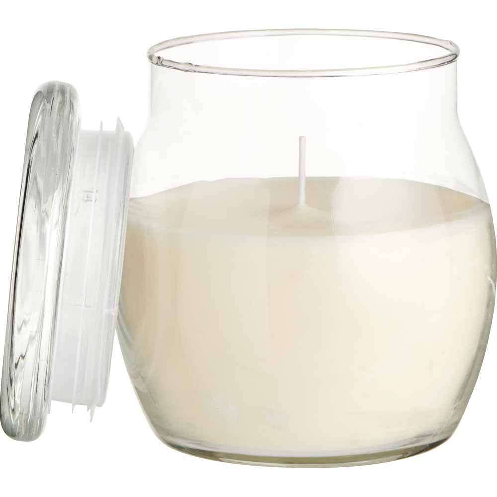 Wilko White Linen and Lily Glass Candle Jar Image