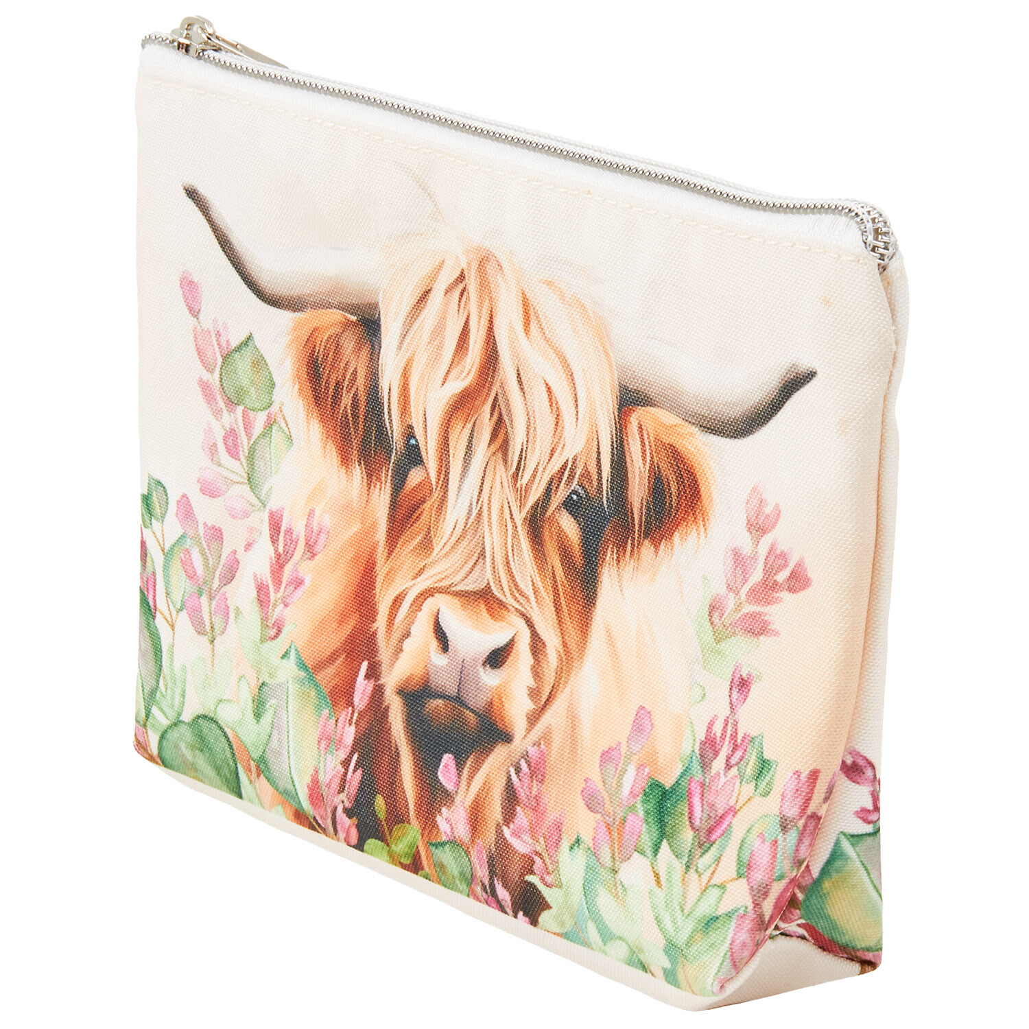 Highland Cow Fabric Pencil Case Cream and Brown Image 2