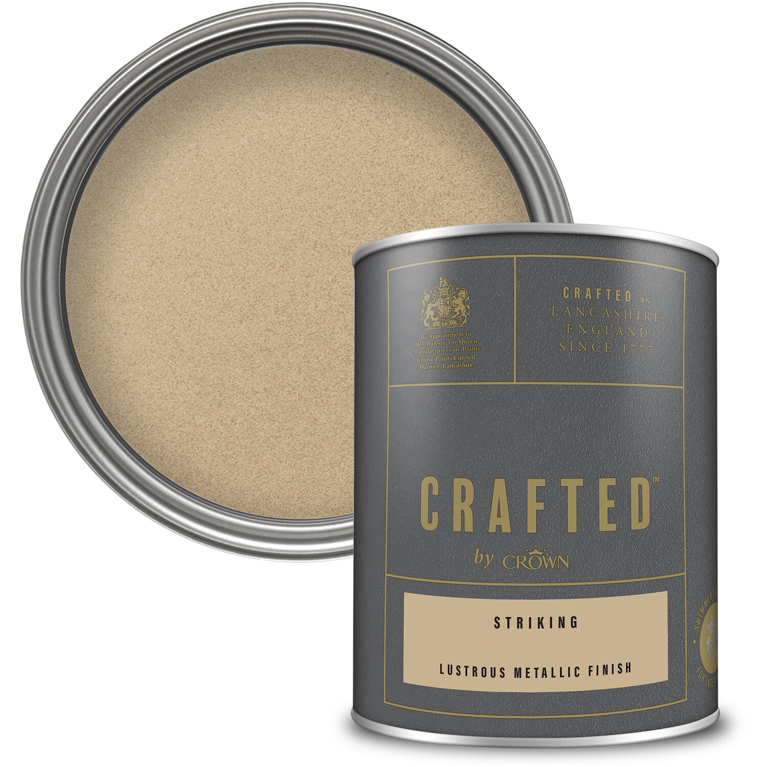 Crown Crafted Walls Wood and Metal Striking Lustrous Metallic Shimmer Emulsion Paint 1.25L Image 1