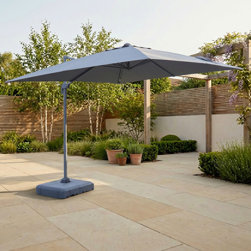 Roma Rectangular Parasol Grey Image 7