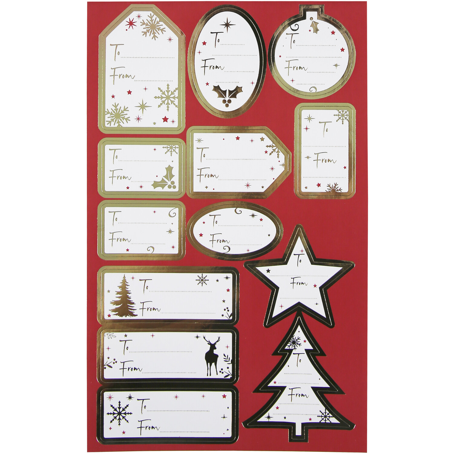 Christmas Foil Contemporary Sticker Gift Tags 100 Pack Image 2