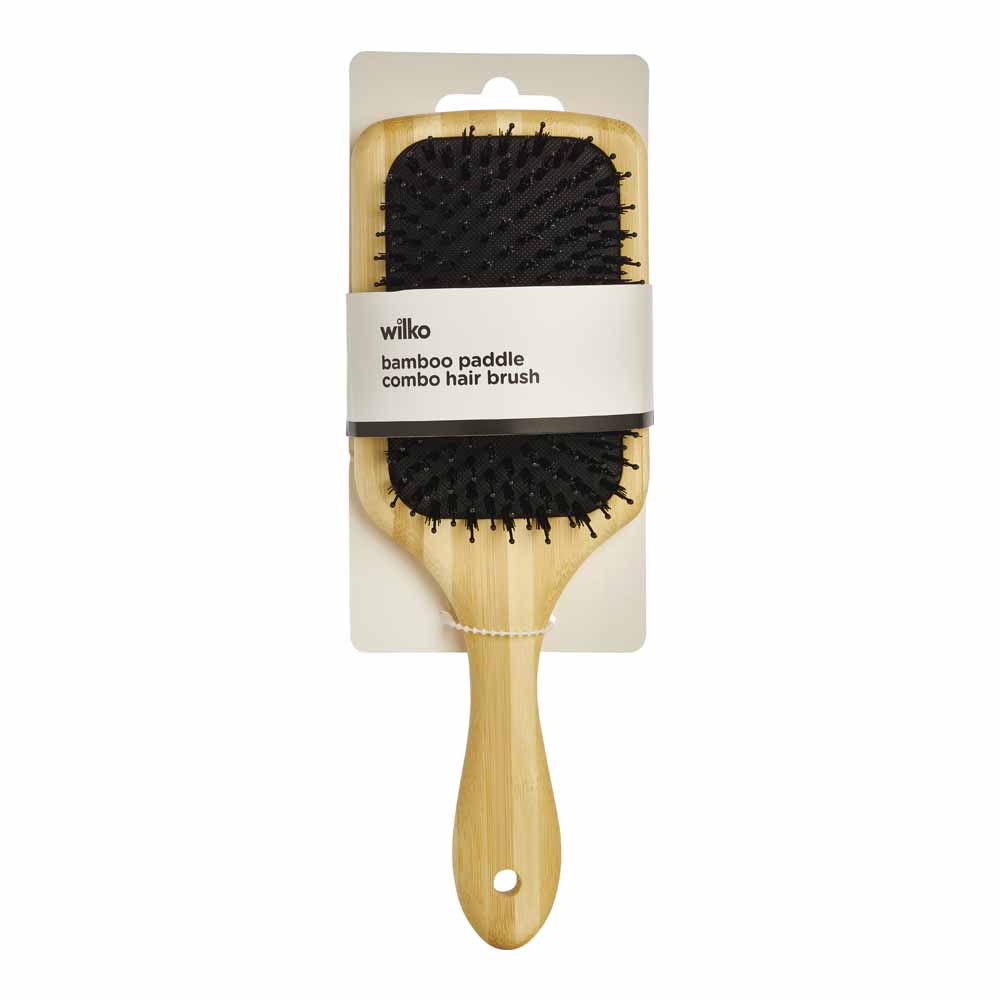 Bamboo Paddle Combo Bristle Hair Brush Image 3