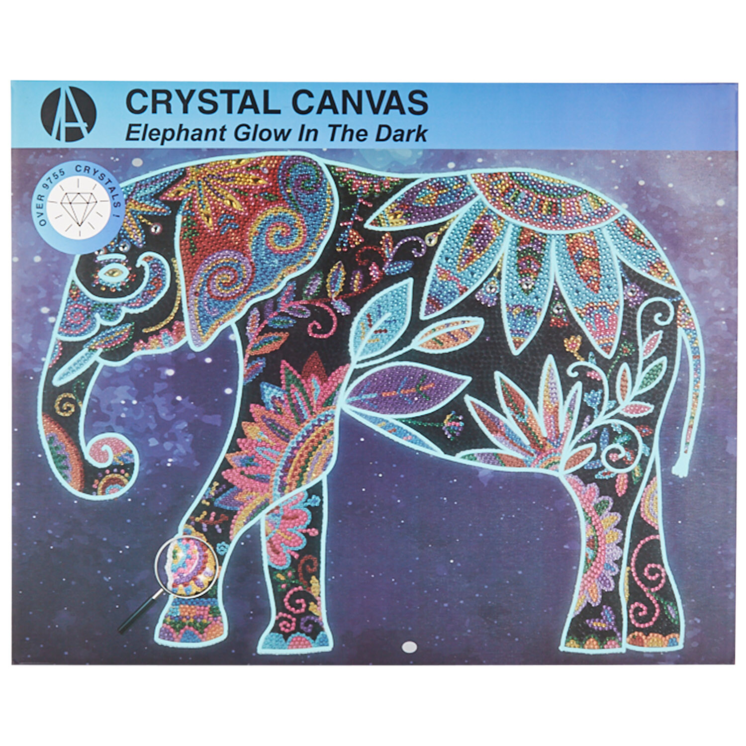 Glow Elephant Crystal Canvas - Multicolour Image 1