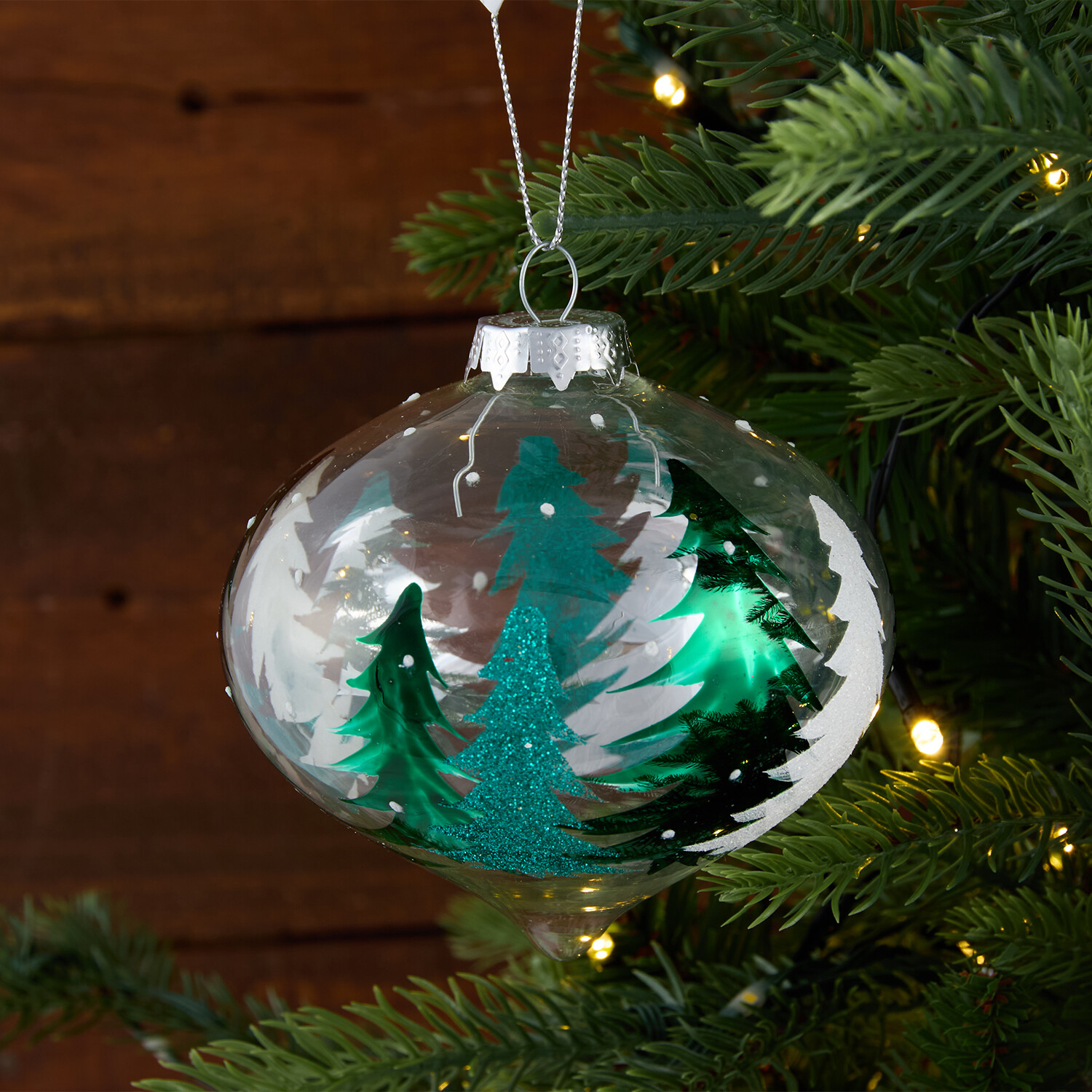 Glitter Green Glass Bauble Image 3