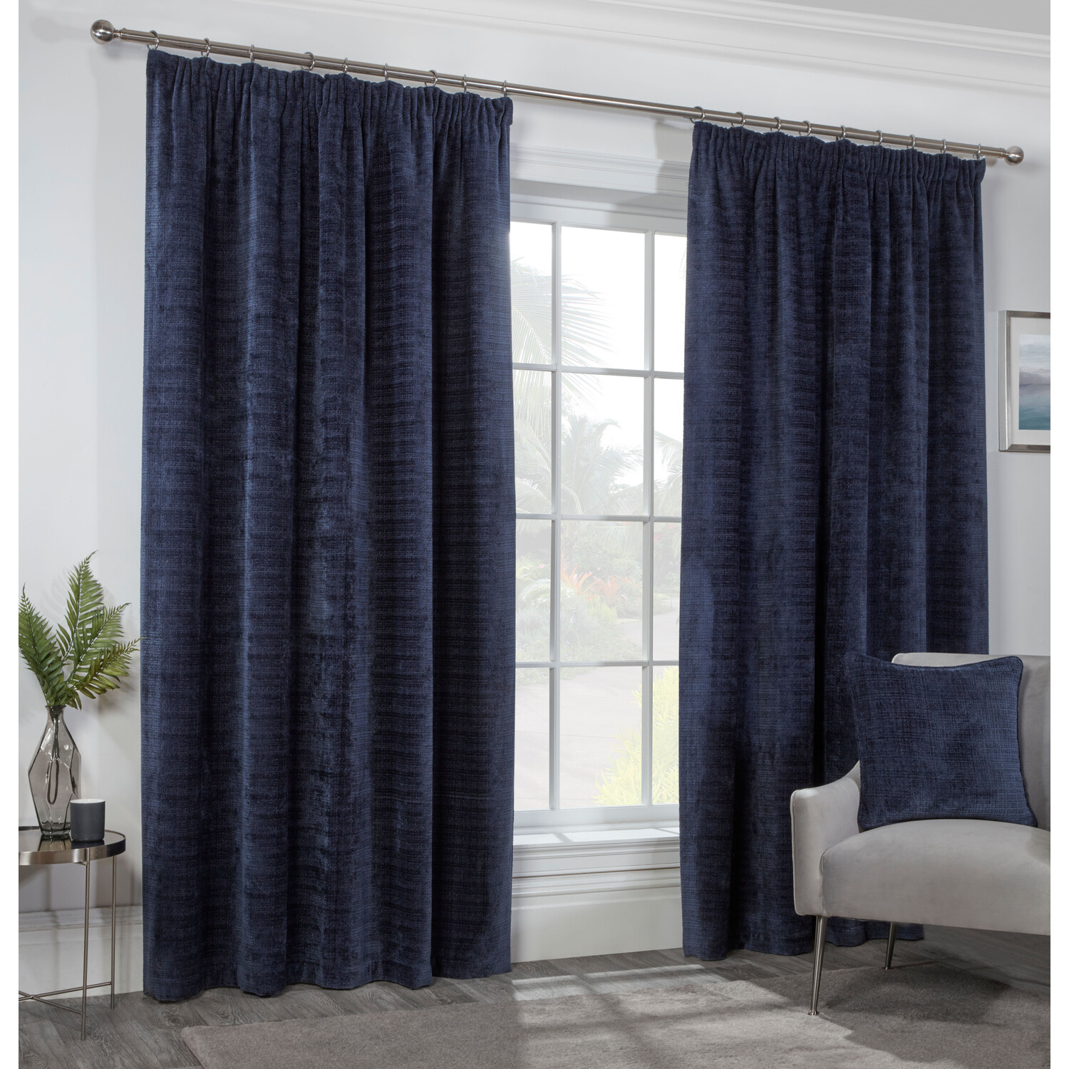 Divante Rennes Navy Chenille Taped Curtain 229 x 229cm Image 2