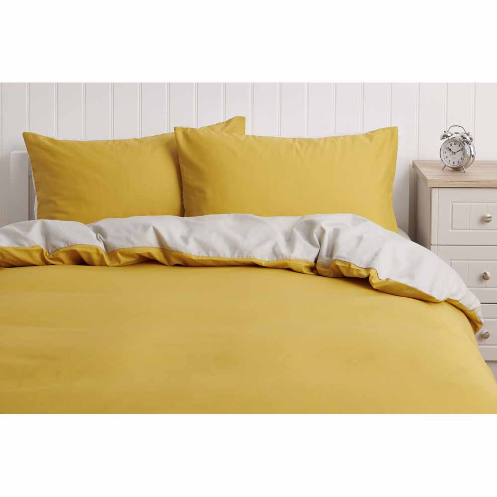 Wilko Ochre Grey Reversible Duvet King Size Image 1